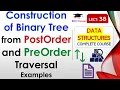 L38 Construction of Binary Tree from PostOrder and PreOrder Traversal Data Structures Lectures