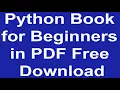 Python Book for Beginners in PDF Free Download