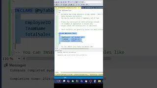 SQL How to Declare use Variables Part 2 Table Variables