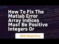 how to fix the matlab error array indices must be positive integers or
