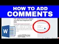 How to Properly ADD COMMENTS to a Word Document