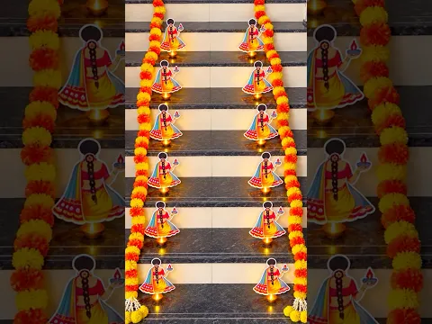 Beautiful Staircase Rangoli Decoration for Diwali 🪔🌸 | Easy Diwali Decoration Ideas 2026 #diwali