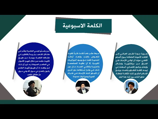 ⁣اهم ماجاء بكلمة الاسبوعية لسماحة المرجع المدرسي (2020/06/11)عن الوضع العراقي الراهن