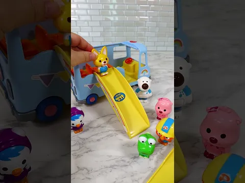 Satisfying with Unboxing & Review Miniature Pororo School Bus Car Transporter Toy ASMR 뽀로로 버스 장난감