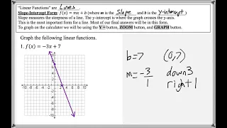 Math 151 2 1 PreCalculus Tutorial Linear Functions