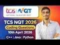 TCS NQT 2026 Coding Questions 10th April Shift Complete Solutions