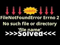 FileNotFoundError Errno 2 No such file or directory file name