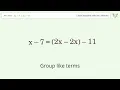 Linear equation with one unknown Solve 3x-7 2x-11 step-by-step solution