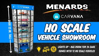 UNBOXING Carvana Vehicle Showroom HO Scale Diorama - 2025 Menards Exclusive Light Up Display Tower
