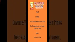 Chapter - 9 Variables and Data types of Python Session-1