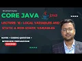 Lecture-16 Local And Static Non-static Variables Core Java Hindi Tutorial Shubham Bytes