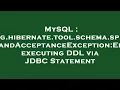 MySQL org hibernate tool schema spi CommandAcceptanceException Error executing DDL via JDBC Statem