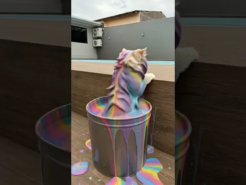 Did the kitten turn Neon? 🐱🌈