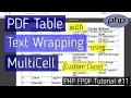 PDF Table with text wrapping using MultiCell Custom Class PHP FPDF Tutorial