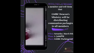 Communion Package Distribution for Saturday March 6 2021