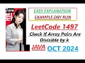 Check If Array Pairs Are Divisible by k Leetcode 1497 Java Code Developer Coder