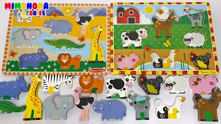 ¿Dónde Va Cada ANIMAL? Rompecabezas de la GRANJA y SAFARI 🐮🦁 de Melissa & Doug | Mimonona Stories