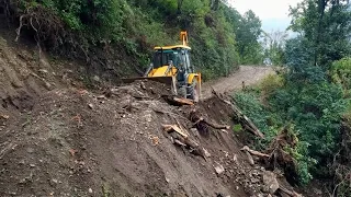 Arrived to Open Landslide Blockage Ended up Widening Entire Rural Mountain Road Bend