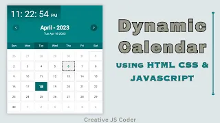 Build A Dynamic Calendar using HTML CSS and JavaScript Calendar in JavaScript JavaScript Project