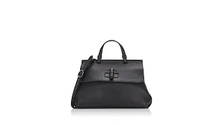 Gucci Pebbled Calfskin Medium Bamboo Daily Top Handle Bag Black