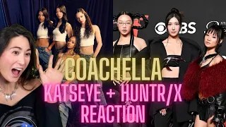 coachella kpop demon hunters golden perforamnce with huntr x katseye reaction