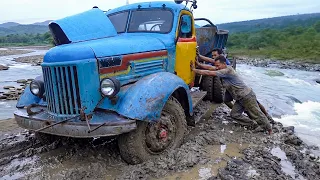 Riding Super Old Soviet Truck in Middle of Muddy Track