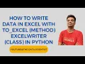 How to Write Data in excel with to - excel Method ExcelWriter Class in Python
