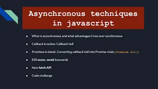 Asynchronous techniques in Javascript asynchronous javascript Part 1