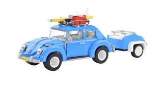 Super smooth Lego® build: Volkswagen beetle 10252 with Luggagecar - (review in stop motion)