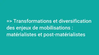 Chapitre 4 : II. La diversité et les transformations de l'action collective ? (vidéo 4)
