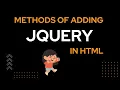 How can we add Jquery in HTML How to add Jquery to your website
