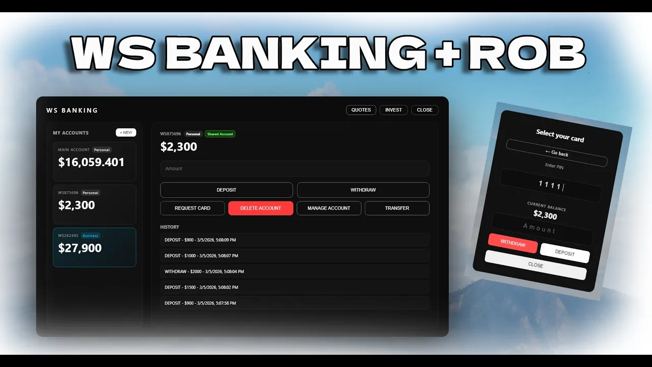 WS BANKING + ROB | QBCORE