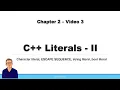 Literals in C - II Escape Sequence With Live Coding C tutorial for Beginners