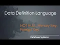 Introduction to SQL DDL Integrity Enhancement NOT NULL Primary Key Foreign Key