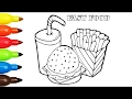 Fast Food Hamburger Coloring Pages Kids Fun Art Activities Coloring Book Pages with Colored Markers