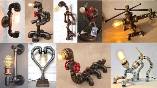 diy metal water pipe lighiting fixture ideas scrap pipe lamp
