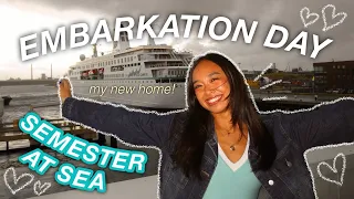 EMBARKATION DAY on SEMESTER AT SEA 🛳️🩵🌊 ship cabin move in & sail away | Colie At Sea Diaires