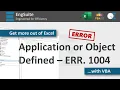 Runtime Error 1004 Application or Object Defined Error - Excel VBA