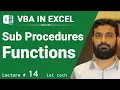 VBA Sub Procedures Functions VBA in Urdu Hindi