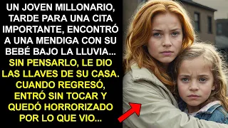 UN JOVEN MILLONARIO, TARDE PARA UNA CITA IMPORTANTE, ENCONTRÓ A UNA MENDIGA CON SU BEBÉ BAJO LA...