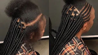 SIMPLE HALF BRAIDED PATTERN TO THE FRONT with A SIDE CUT Hairstyle