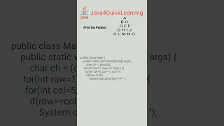 Triangle Alphabet Pattern Question in java Interview Questions