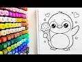 Cute Penguin Coloring Easy Relaxing Tutorial for Everyone
