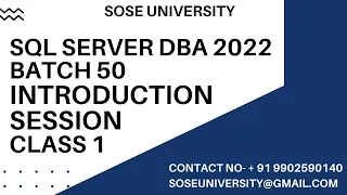 Sql DBA Batch 50 MS SQL DBA Training Overview Introduction Session Class1 Call 91 9902590140
