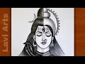 How to draw shiva parvati half face Shiva Parvati drawing Ardhnareshear drawing Mahadev drawing