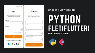 Python Flet Flutter - Login and Signup No Commentary Python tutorial