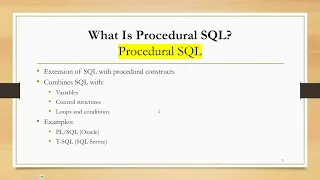 Database Management System Advanced SQL Procedural SQL Programmatic Objects functions