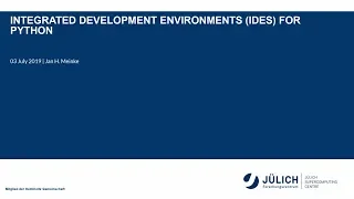 High-Performance Computing with Python Integrated Development Invironments IDEs for Python