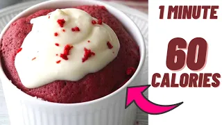 Low calorie red velvet mug cake with topping in 60 calories Onlyy!!!