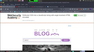 Reflected XSS into a JavaScript string with angle brackets HTML encoded